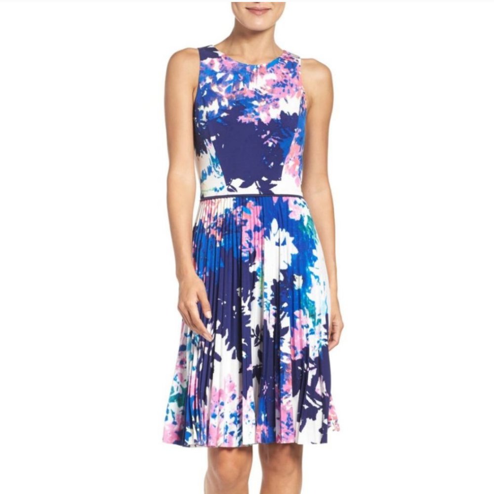 Maggie London Pleated Colorful Dress